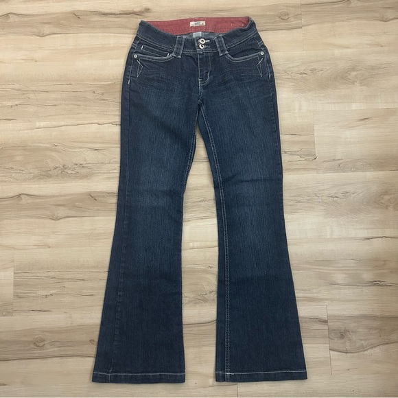 SO Wear It Declare It Y2K Bootcut Flare Jeans Womens Sz 5 Blue Denim Vtg Pink - Picture 1 of 9